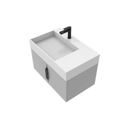 Castello Usa Amazon 30-inch Gray Left Vanity Set with White Top and Black Handles CB-MC-30G-BL-2056L-WH